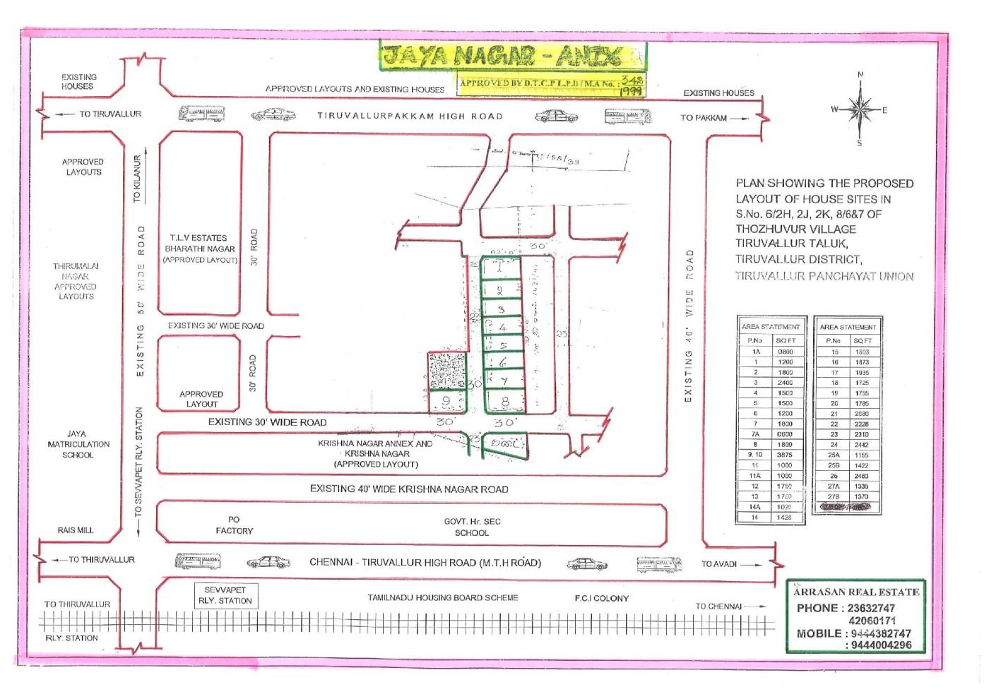 Jaya Nagar Annex — approved layout plan, Tamil Nadu