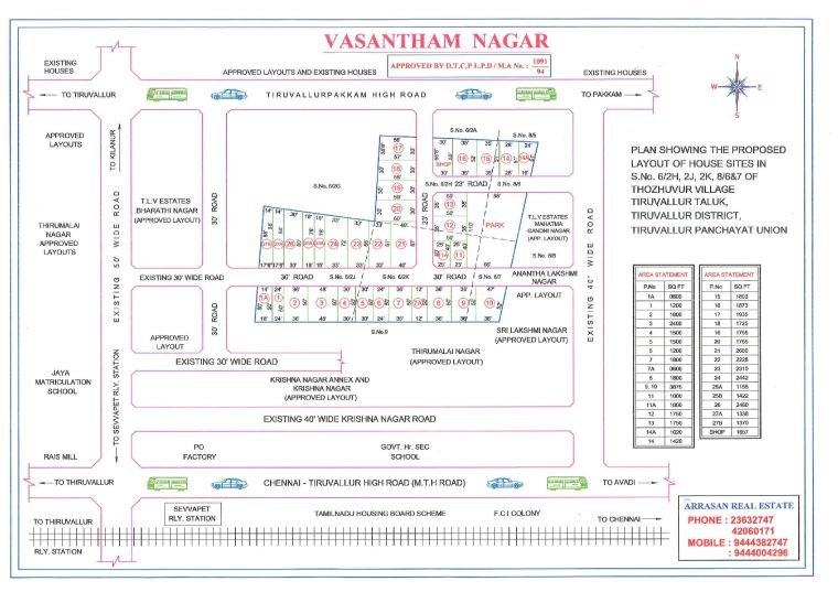 Vasantham Nagar — approved layout plan, Tamil Nadu
