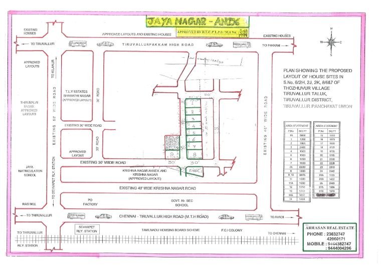 Jaya Nagar Annex — approved layout plan, Tamil Nadu
