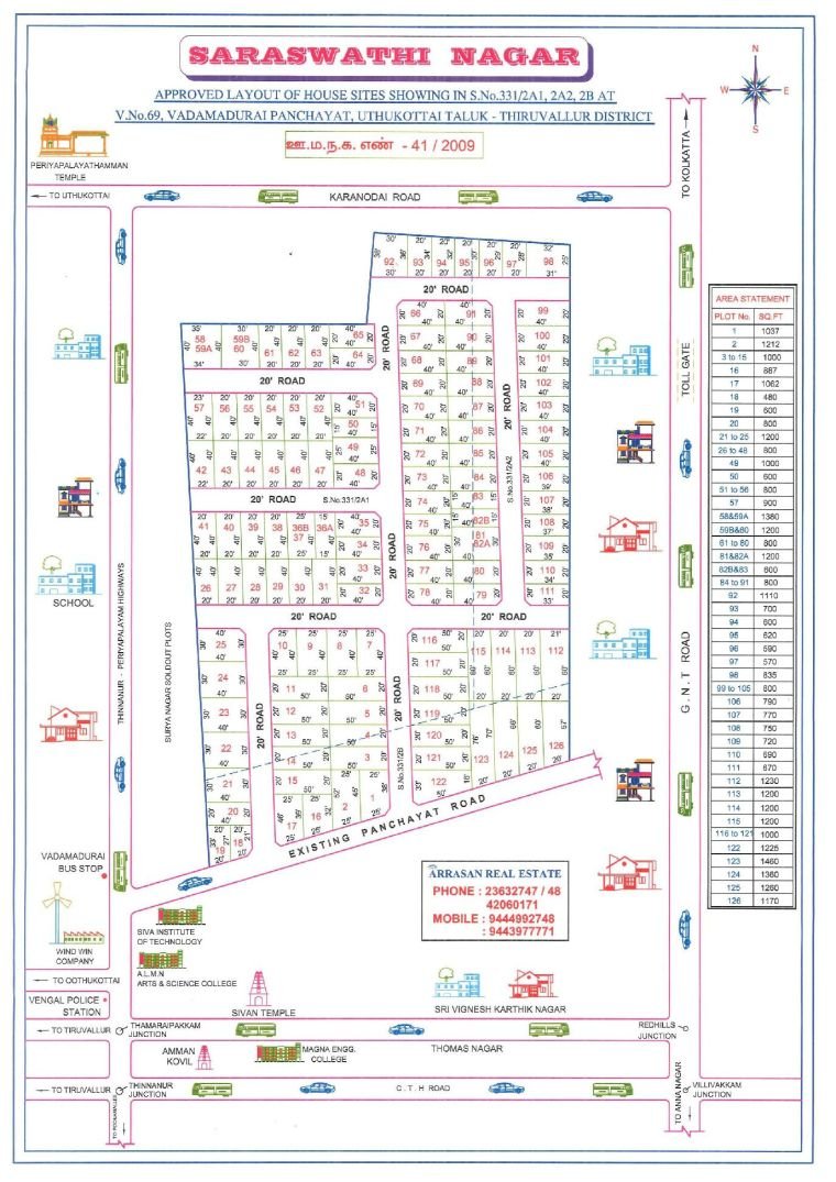 Saraswathi Nagar — approved layout plan, Tamil Nadu