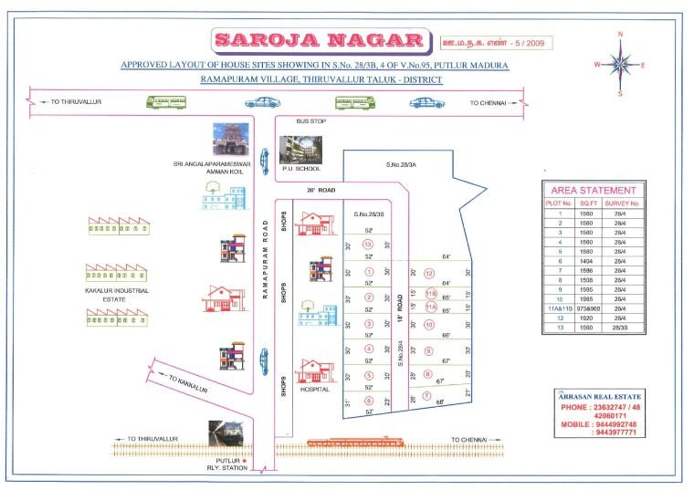 Saroja Nagar — approved layout plan, Tamil Nadu