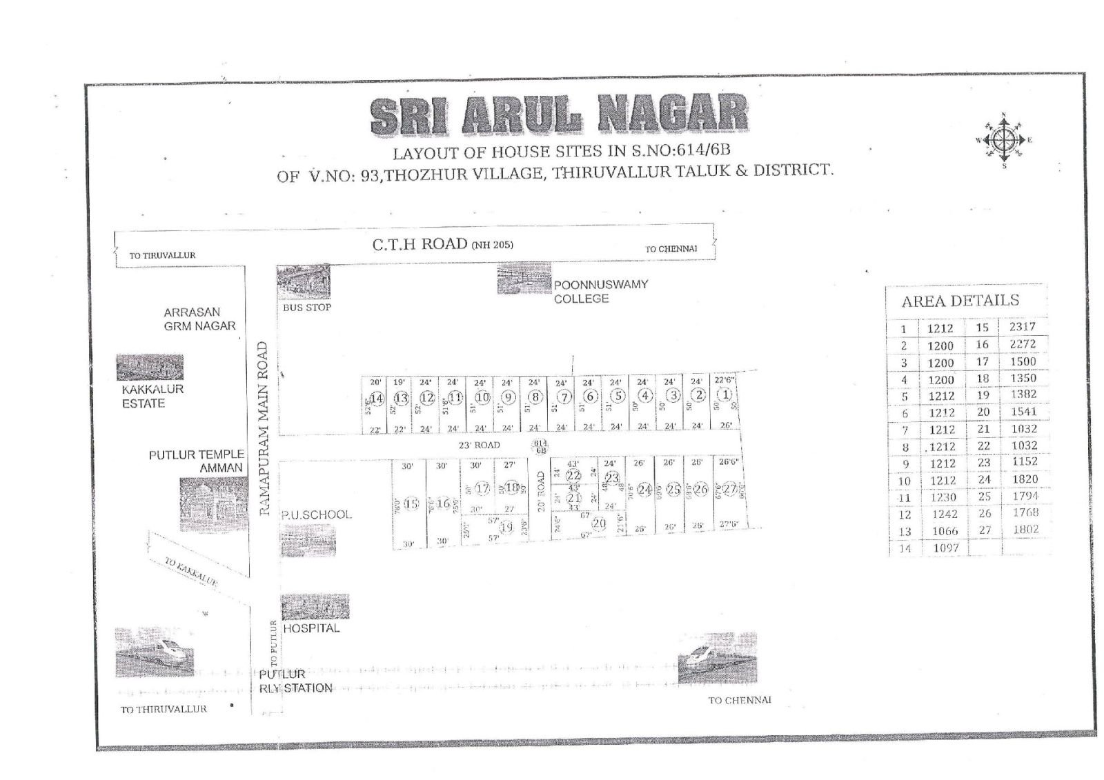 Sri Arul Nagar — approved layout plan