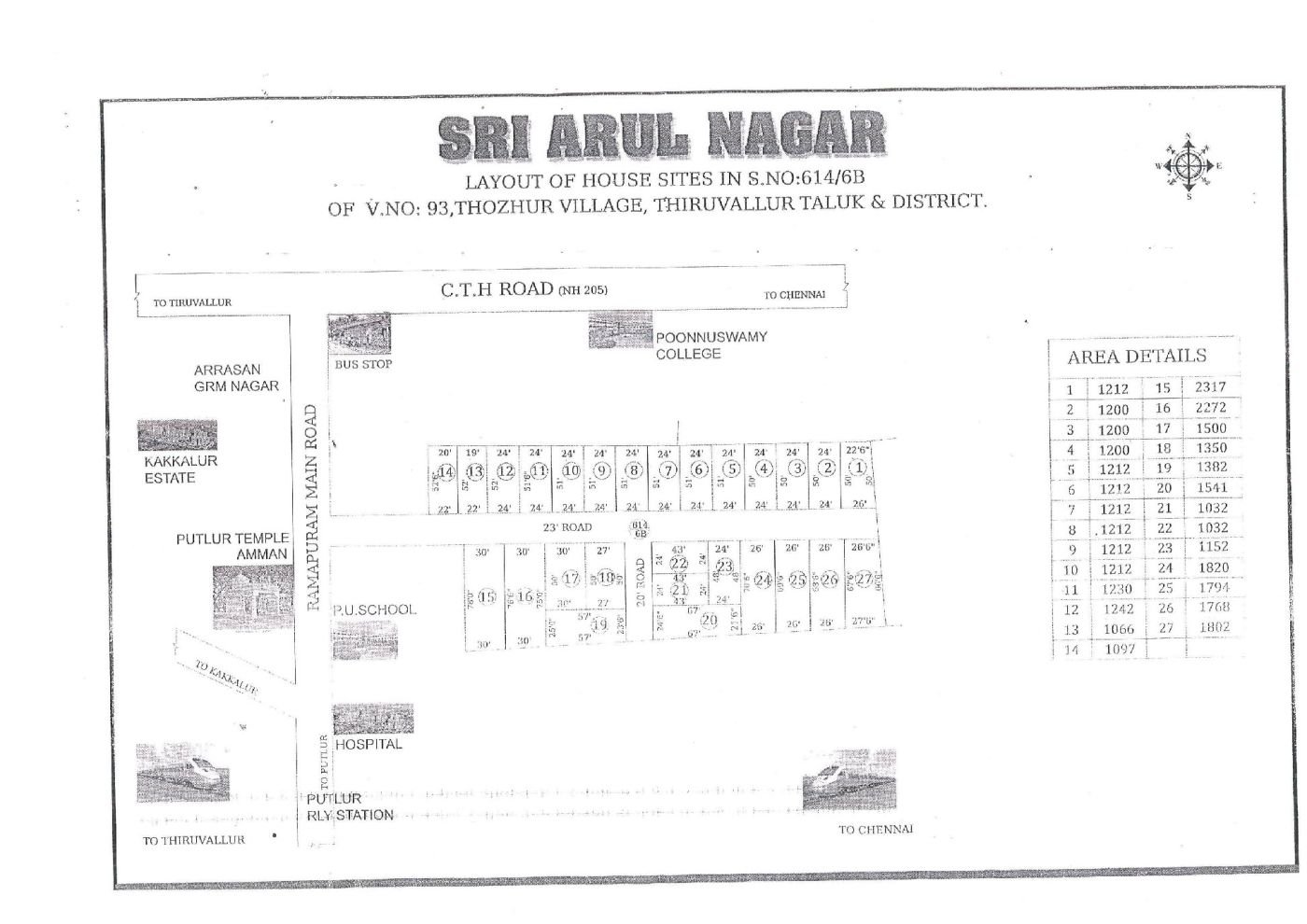 Sri Arul Nagar — approved layout plan, Tamil Nadu