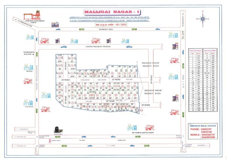 Malligai Nagar I — approved layout plan, Tamil Nadu