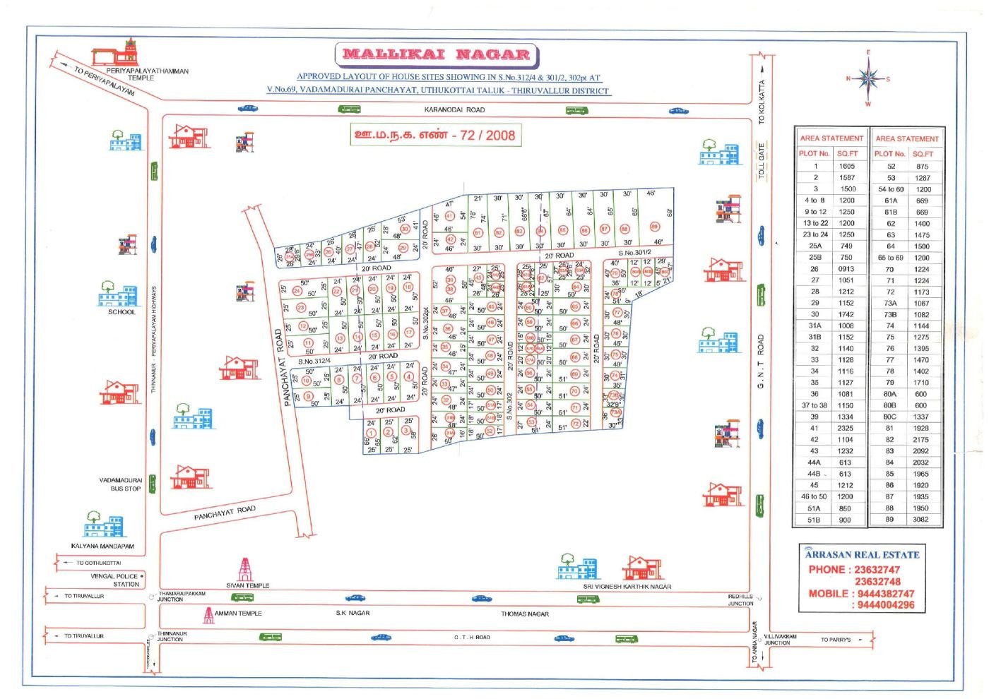 Malligai Nagar — approved layout plan, Tamil Nadu