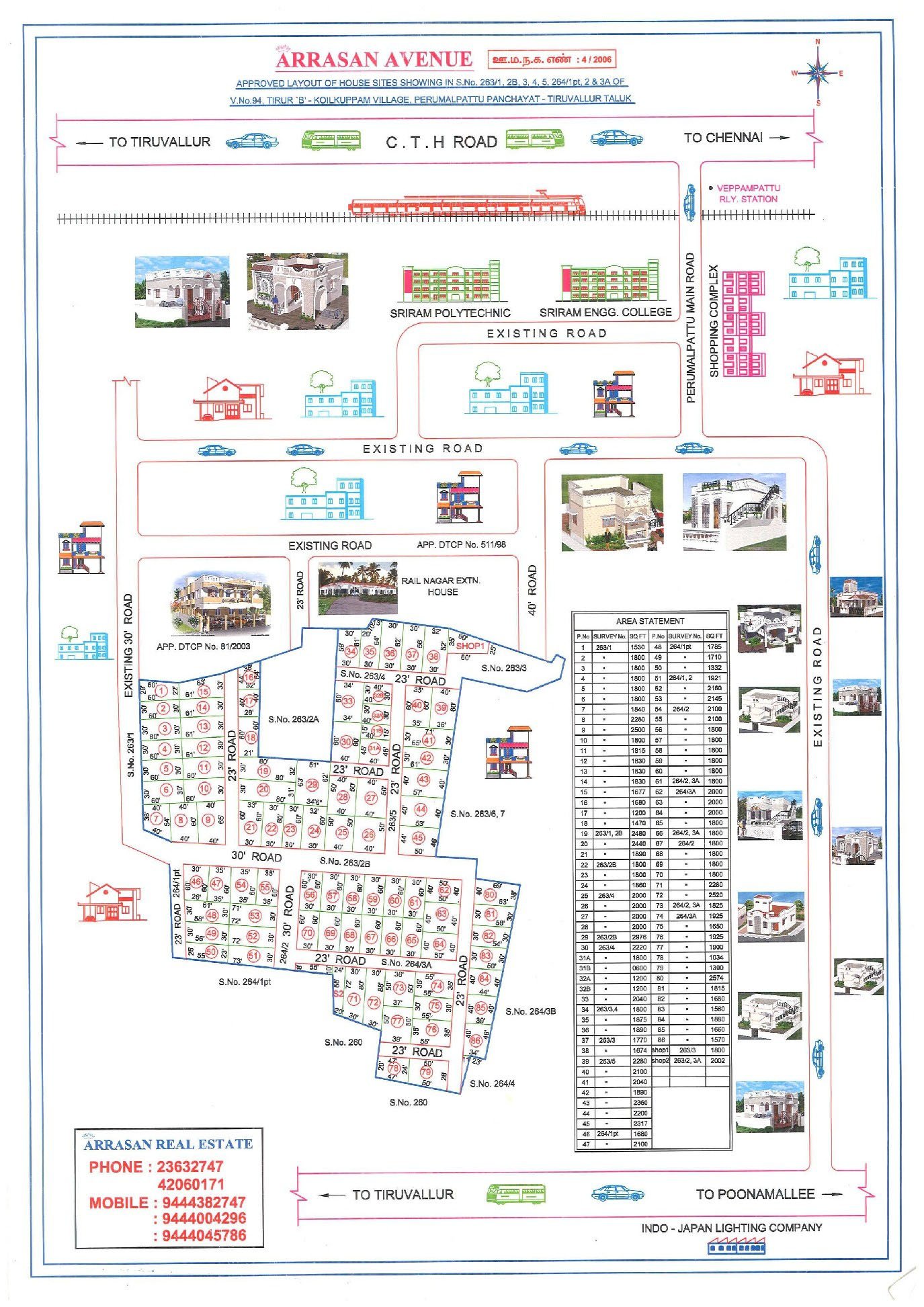 Arrasan Avenue — approved layout plan, Tamil Nadu