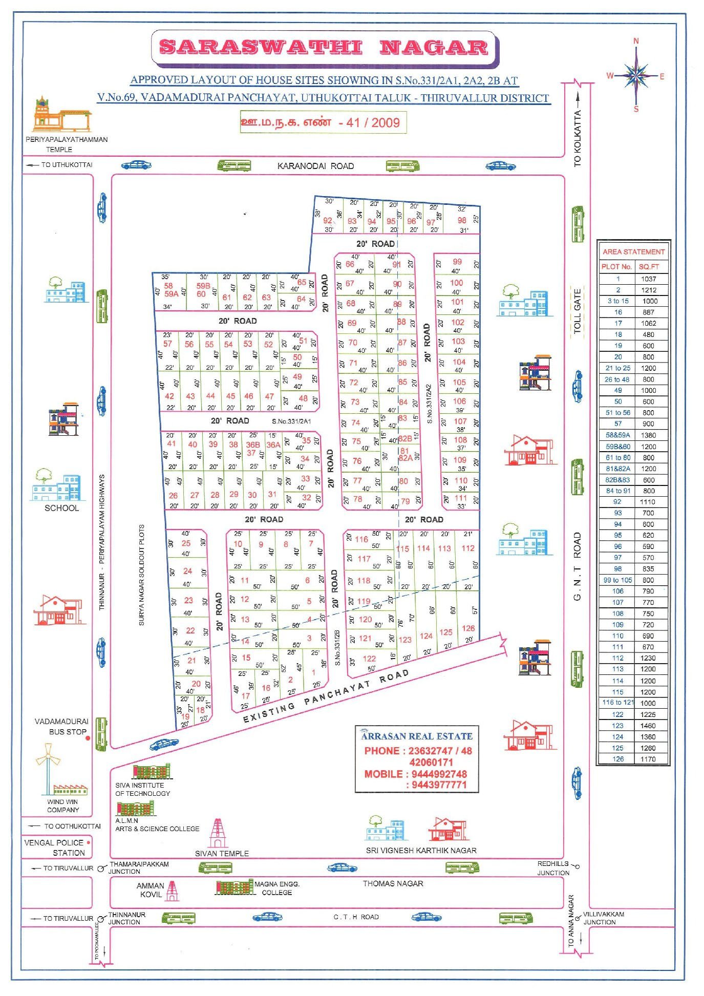 Saraswathi Nagar — approved layout plan, Tamil Nadu